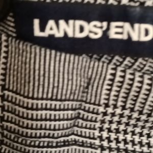 FINAL PRICE LANDS'END girl's black&white houndstooth skirt w pleated sides Sz12
